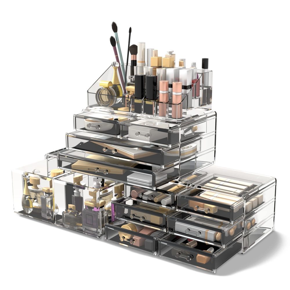 Makeup Cosmetic Organizer Storage Drawers Display Boxes Case With 12💟